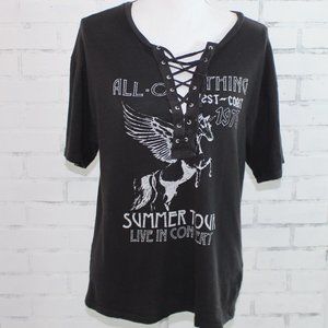 Garage Clothing Lace Up Black Graphic Tshirt